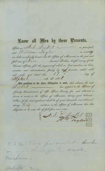 Ned Locket, legame del negro libero da County Court of St.Louis